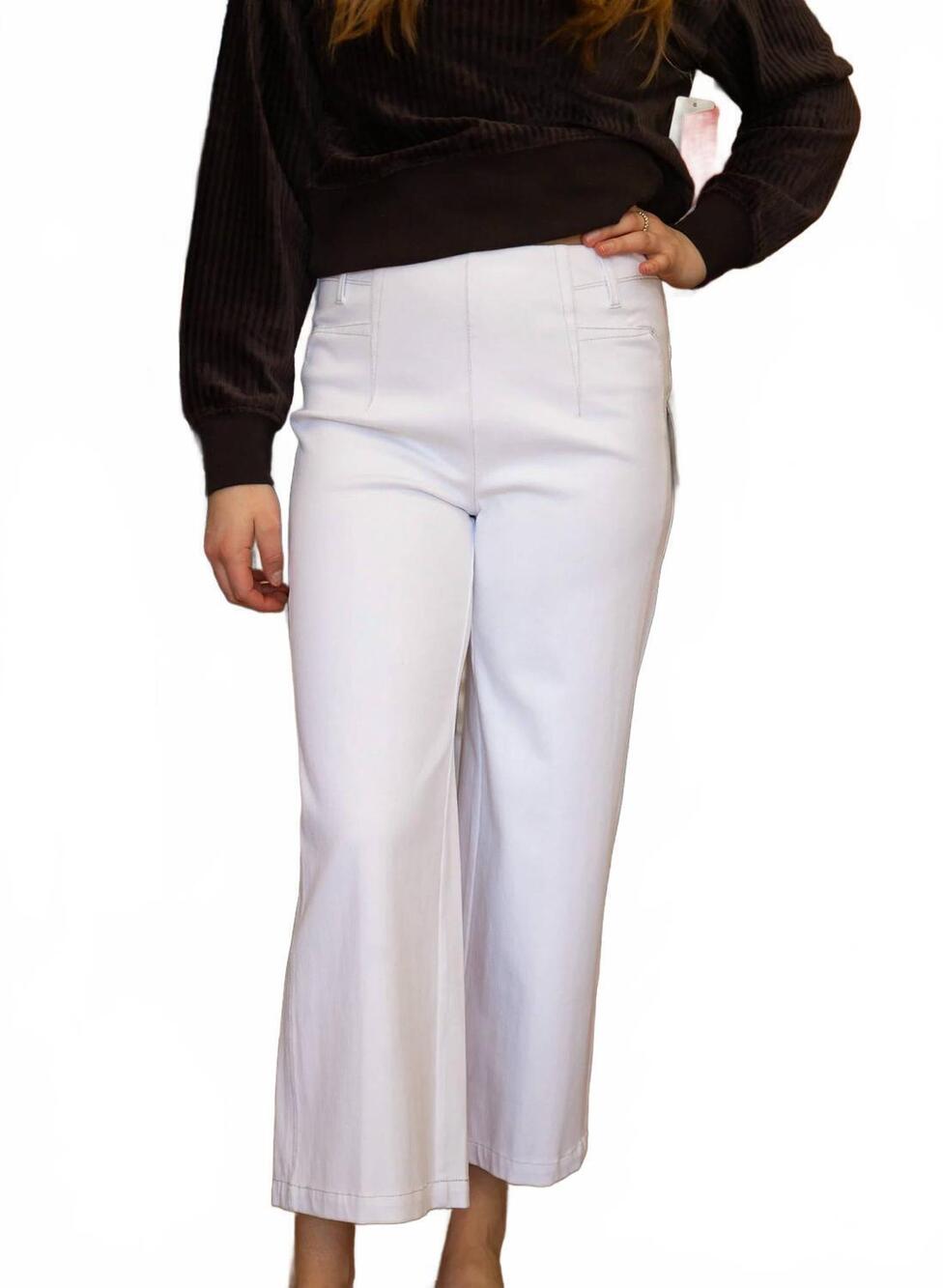 NEW LYSSE layton wide leg cropped pant in white